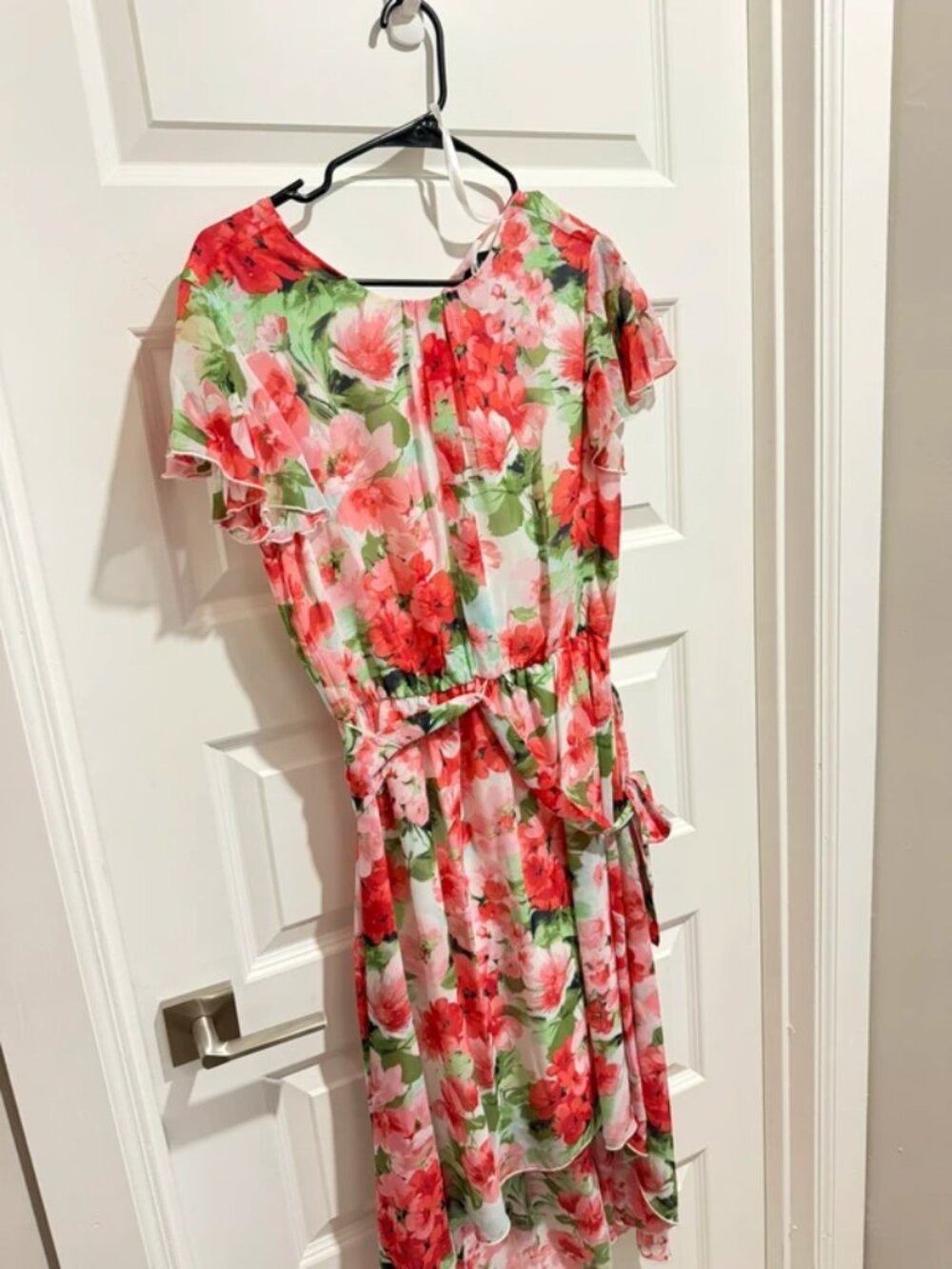 Stella & Julie Vibrant Floral Ruffle-Sleeve Chiffon Maxi Dress - Picture 2 of 2